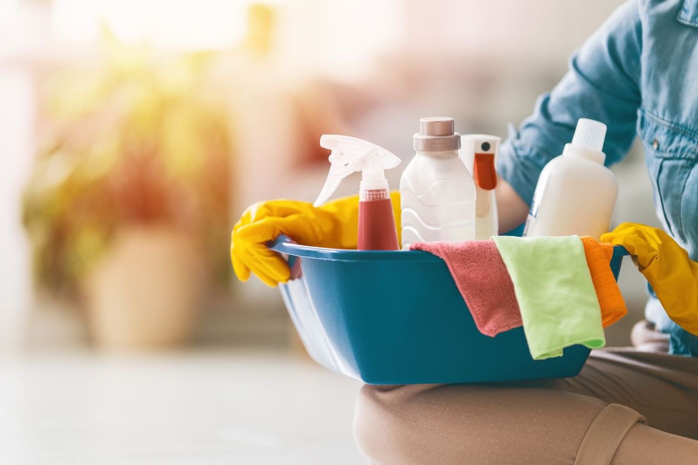 Cleaning supplies ready for the job
